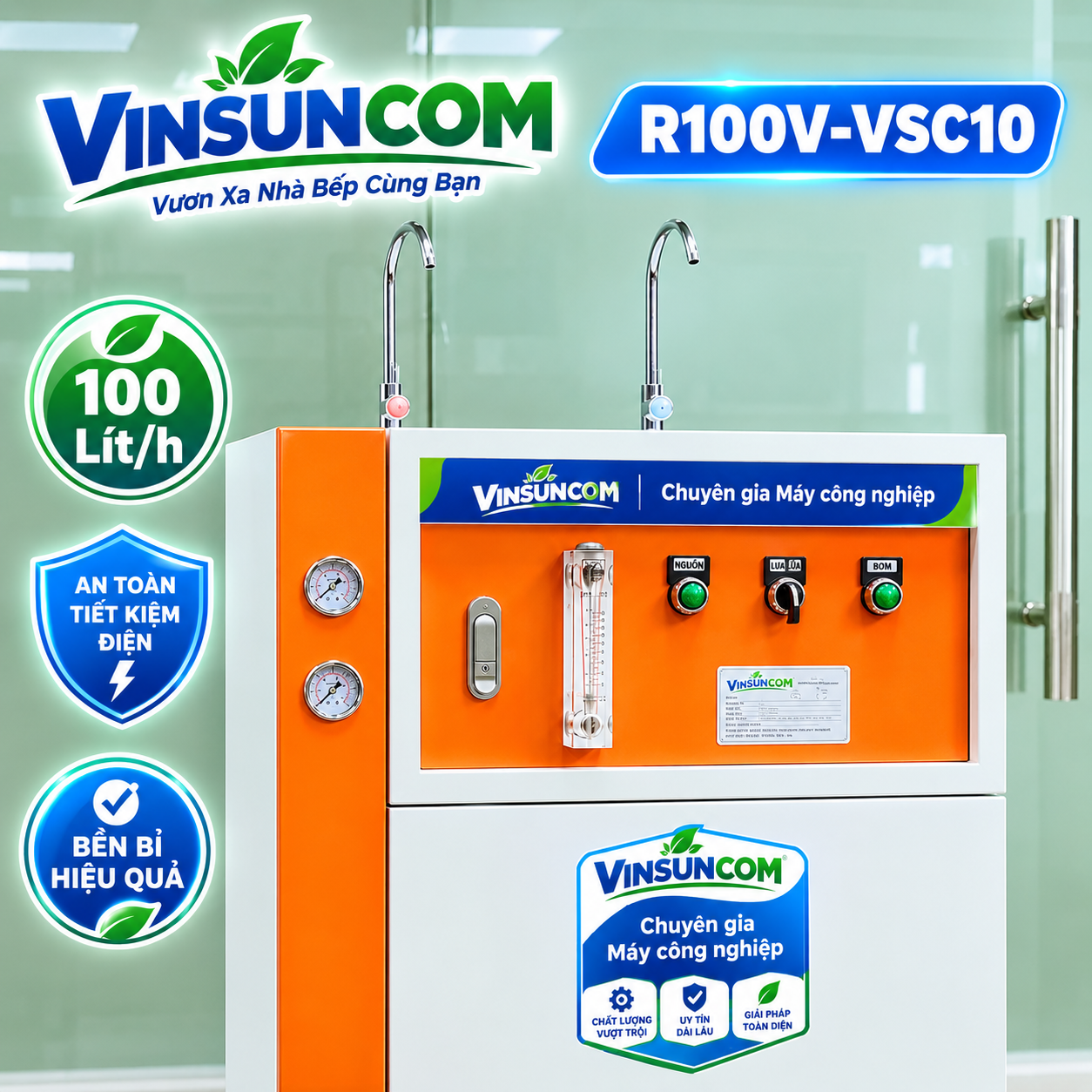 Máy Lọc Nước 100L/H Tinh Khiết 100V màng RO USA Tổng Dùng Đến 500 Người VinSun Phân Phối Máy Lọc Nước 100L/H Tinh Khiết 100V màng RO USA Tổng Dùng Đến 500 Người VinSun Phân Phối